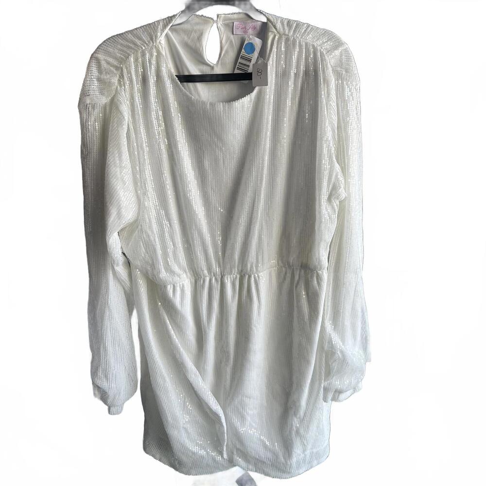 Pink Lily Sparkling White Long Sleeve Blouse - New With Tags